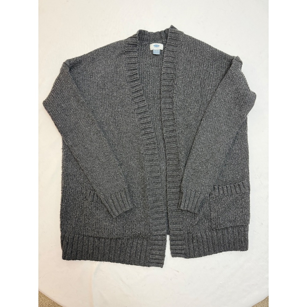 Old Navy Womens Charcoal Gray Chunky Knit Open Front Cardigan Sweater Small